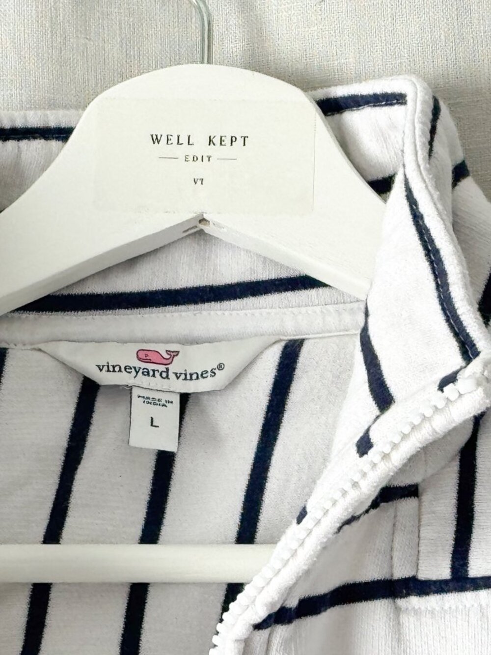 Vineyard Vines Americana Striped Shep Shirt Quarter Zip Pullover Size Large - Picture 4 of 6